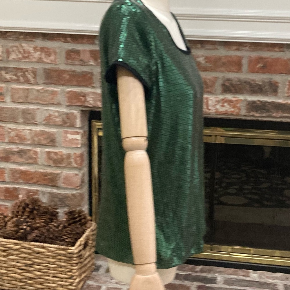 Romeo & Juliet Couture fully sequined green blouse / S / EUC - Picture 6 of 16